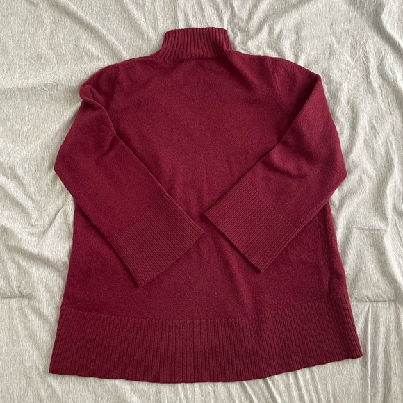 LOFT Women's Size M Petite Maroon Pullover Mock Neck Tunic Wool Blend Sweater - Picture 5 of 6